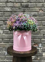 Цветочная композиция из Гипсофила и Розы в шляпной коробке #REPLACE_PRED# Клишино