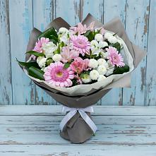 Букет цветов из:  Герберы, Альстромерии и Хризантемы #REPLACE_PRED# Клишино