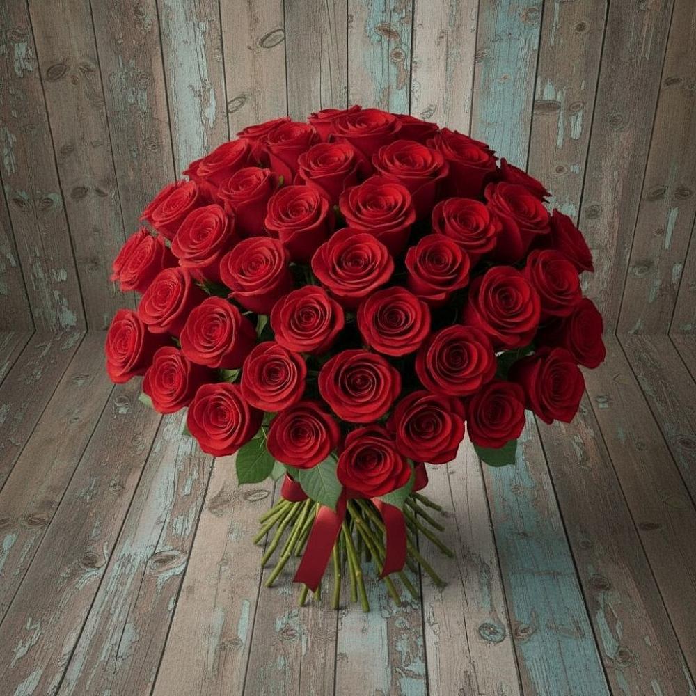 Букет 55 Красных роз Фридом в Клишино