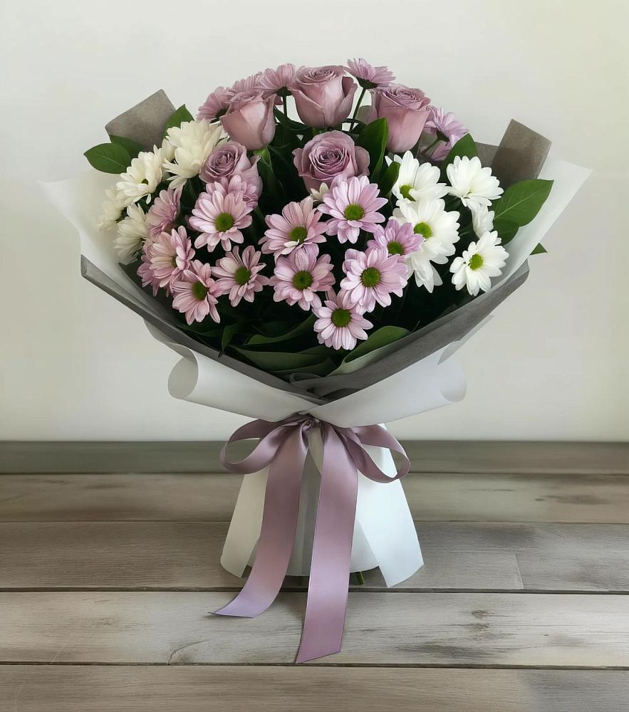 Букет цветов из: Хризантемы и Розы в Клишино