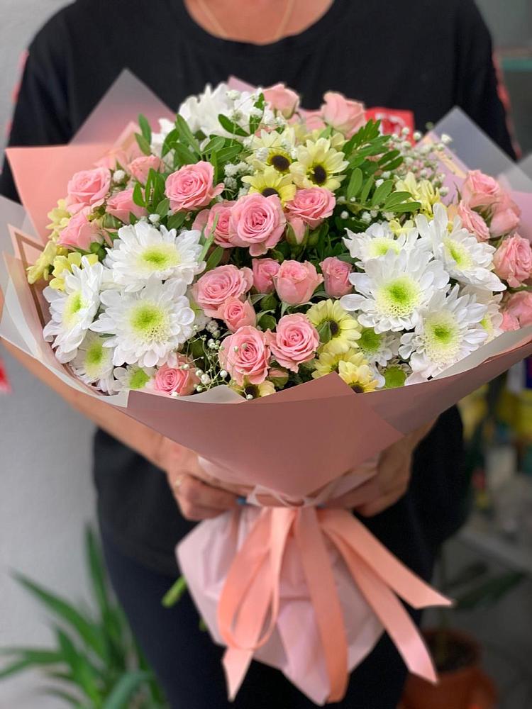 Букет цветов из: Розы и Хризантемы в Клишино