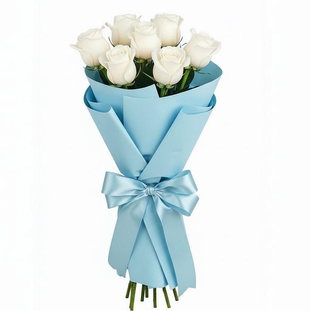 Букет 7 белых роз Проуд в Клишино