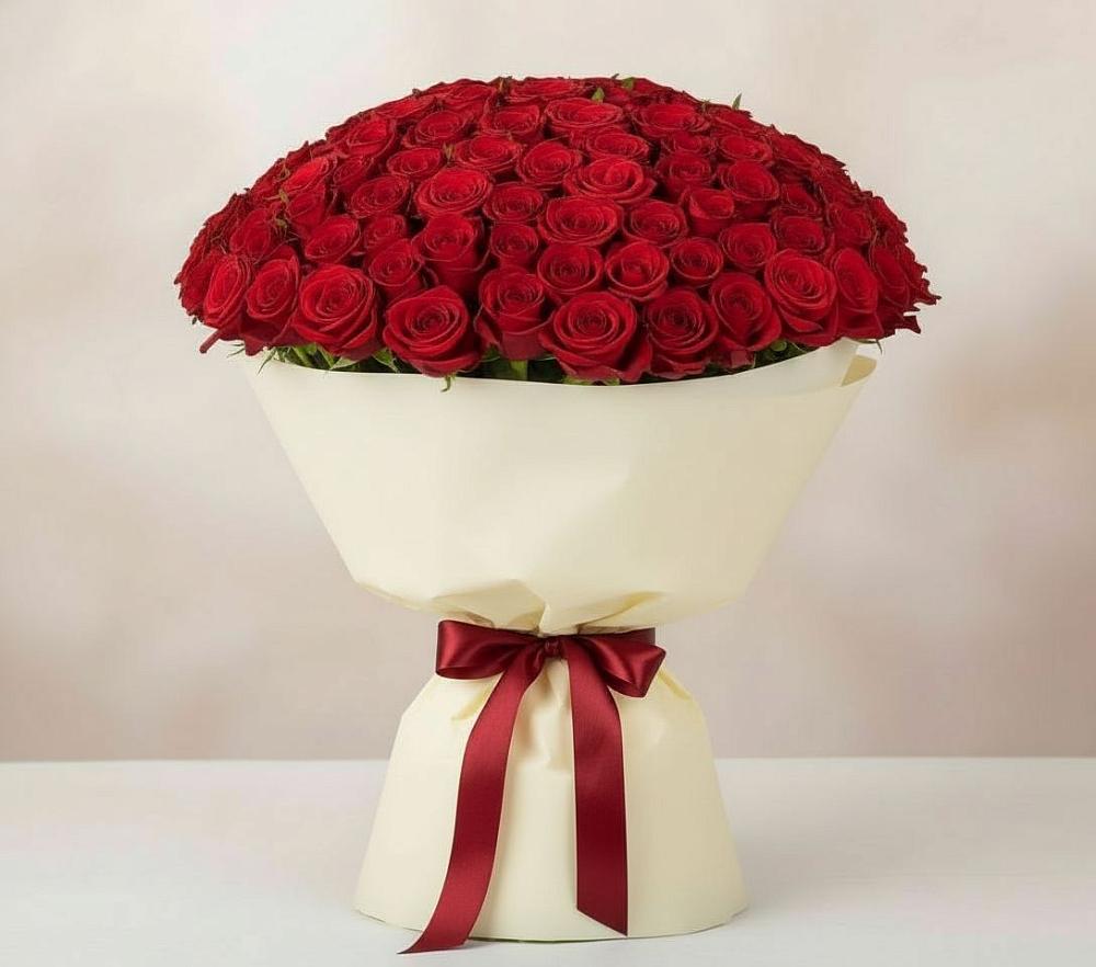 Букет 101 Красная роза Милано в Клишино