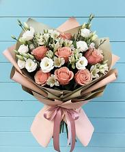 Букет цветов из:  Розы, Альстромерии и Лизиантусы #REPLACE_PRED# Клишино