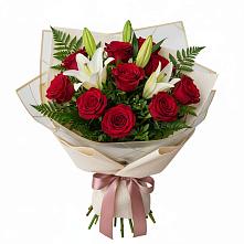 Букет цветов из:  Лилии и Розы в Клишино