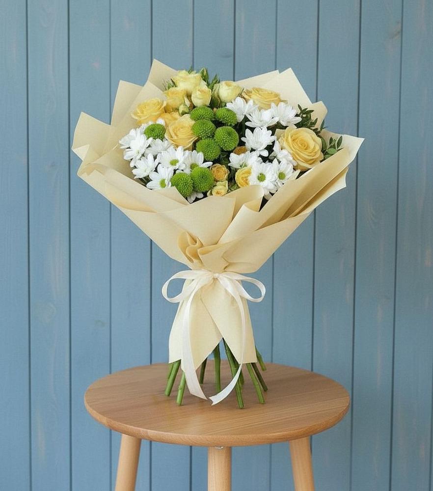 Букет цветов из: Хризантемы и Розы в Клишино