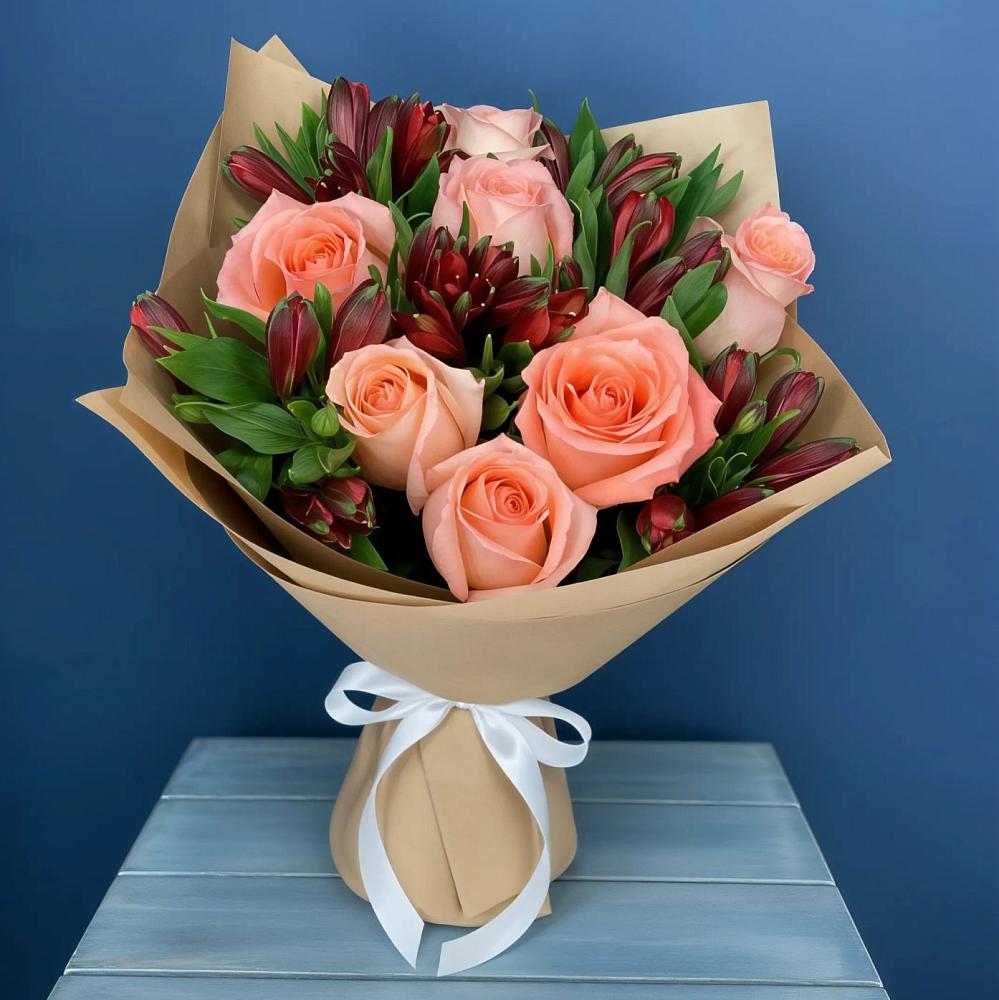 Букет цветов из: Розы и Альстромерии в Клишино