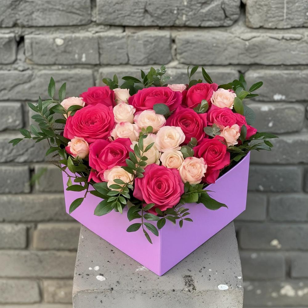 Цветочная композиция из Розы в коробке в Клишино
