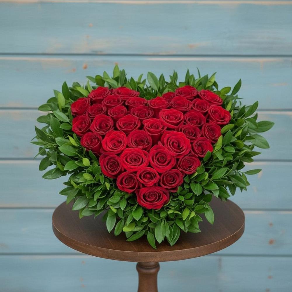 Цветочная композиция из Розы в виде сердца в Клишино