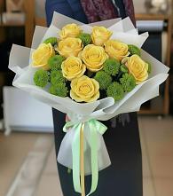 Букет цветов из:  Хризантемы и Розы #REPLACE_PRED# Клишино