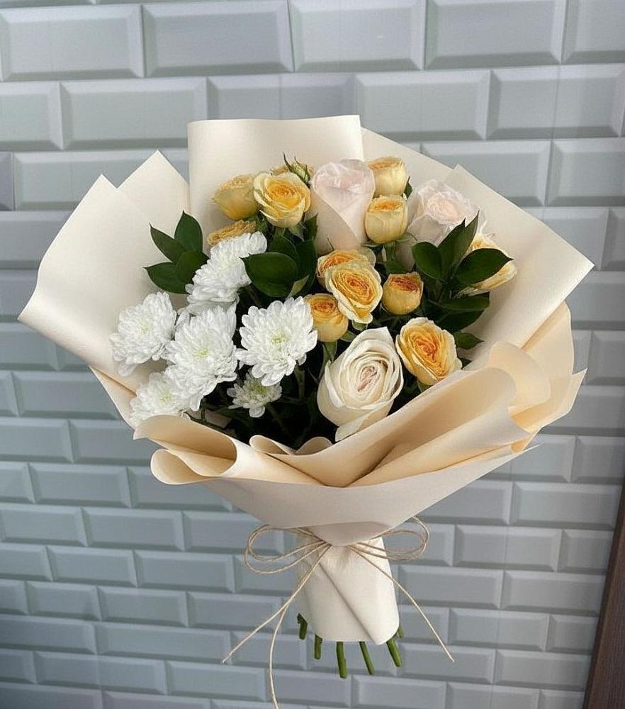 Букет цветов из: Розы и Хризантемы в Клишино