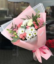Букет цветов из:  Розы, Лизиантусы и Хризантемы в Клишино