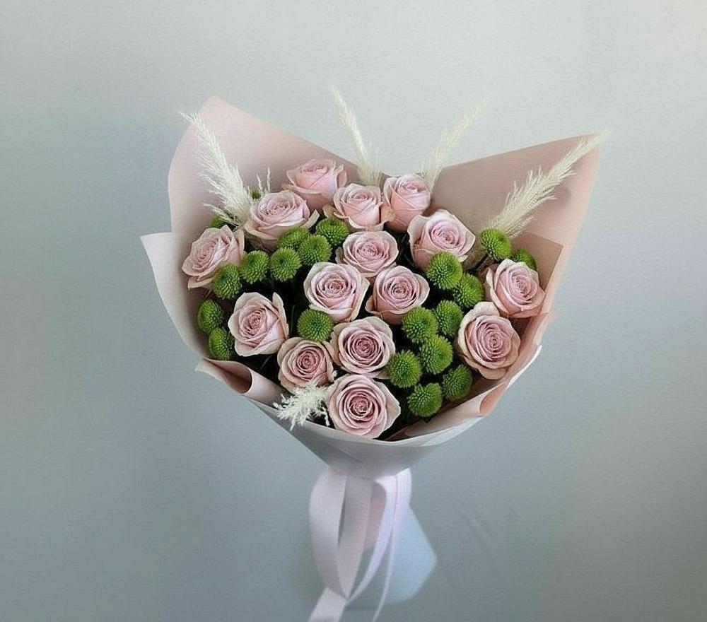 Букет цветов из: Розы и Хризантемы в Клишино