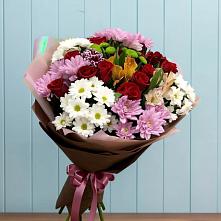 Букет цветов из:  Розы, Хризантемы и Альстромерии в Клишино