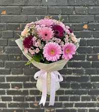 Букет цветов из:  Герберы и Хризантемы в Клишино