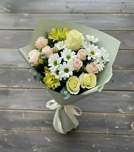Букет цветов из:  Альстромерии, Розы и Хризантемы в Клишино
