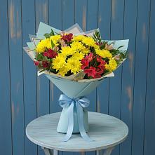 Букет цветов из:  Альстромерии и Хризантемы в Клишино