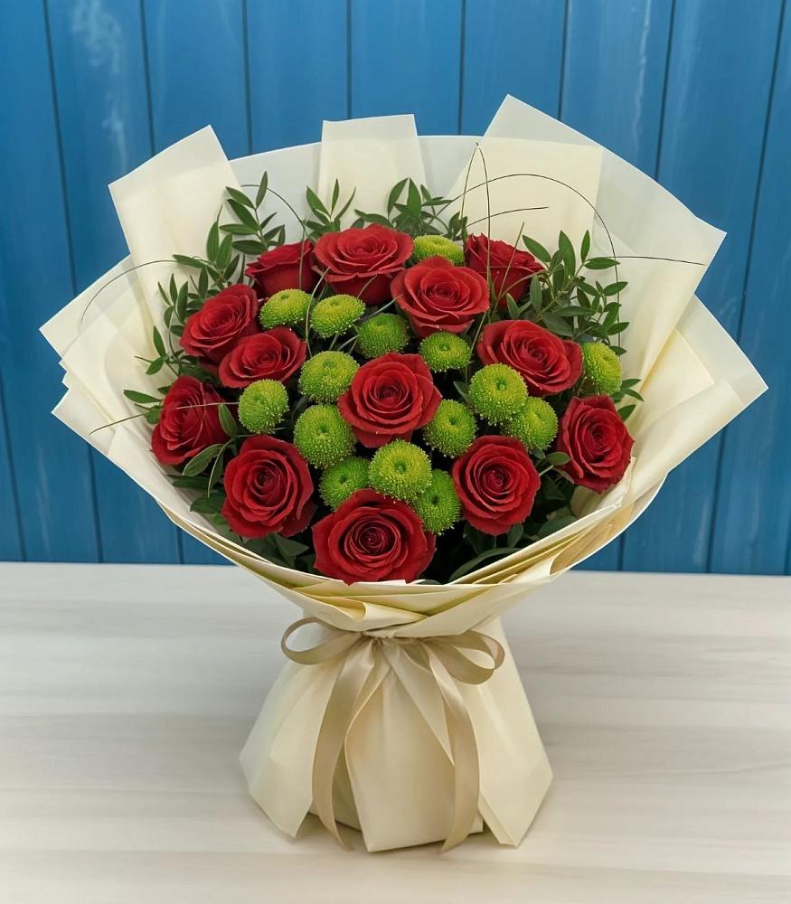 Букет цветов из: Розы и Хризантемы в Клишино